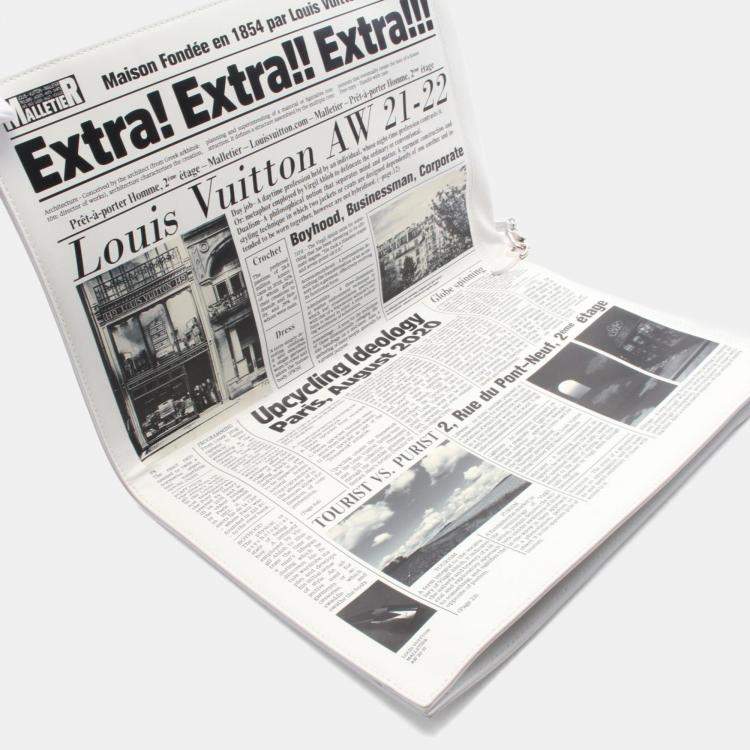 Pre Owned Louis Vuitton Everyday Lv Newspaper Second Bag/Clutch Bag  Leather  White/Multicolor