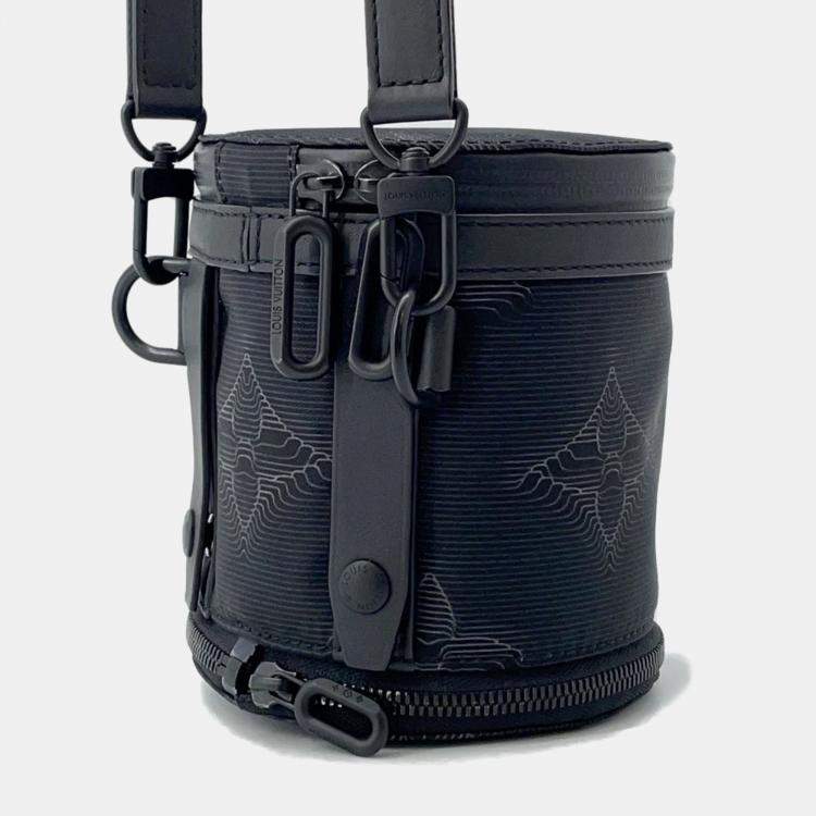 Pre Owned Louis Vuitton 2054 Ii Expandable Polochon Black Nylon Leather Bag