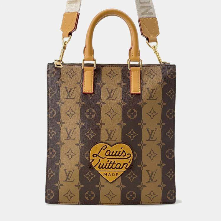 Pre Owned Louis Vuitton Sac Plat Messenger Brown Monogram Stripe