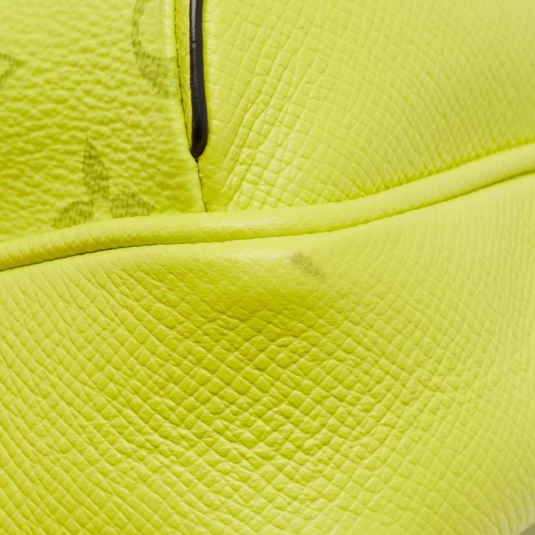 Pre Owned Louis Vuitton Neon Yellow Taiga Leather Monogram Canvas Outdoor Messenger Bag