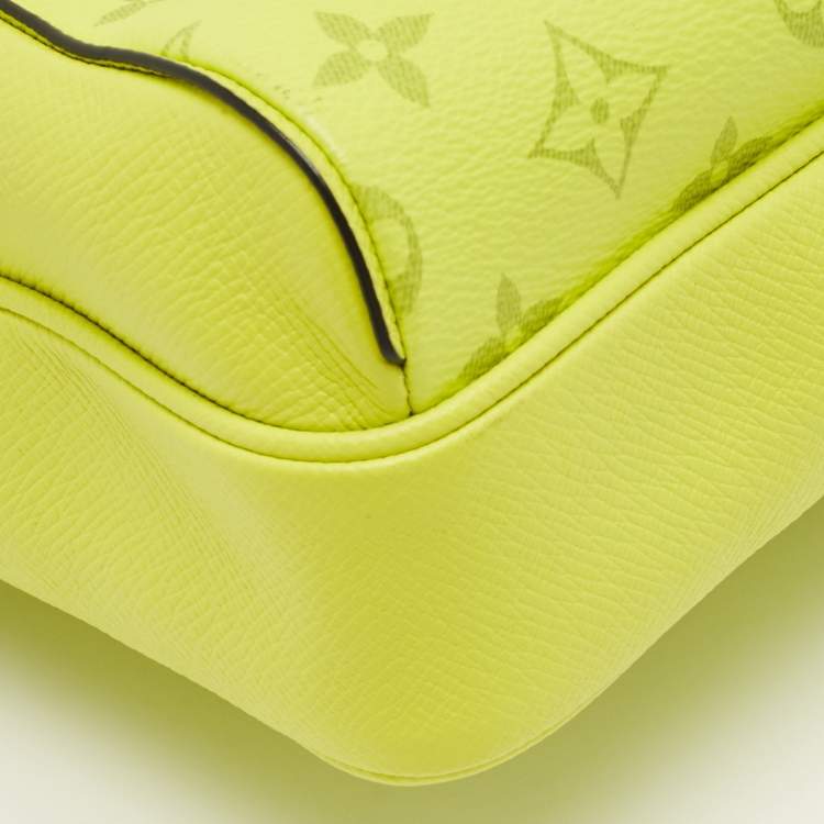 Pre Owned Louis Vuitton Neon Yellow Taiga Leather Monogram Canvas Outdoor Messenger Bag