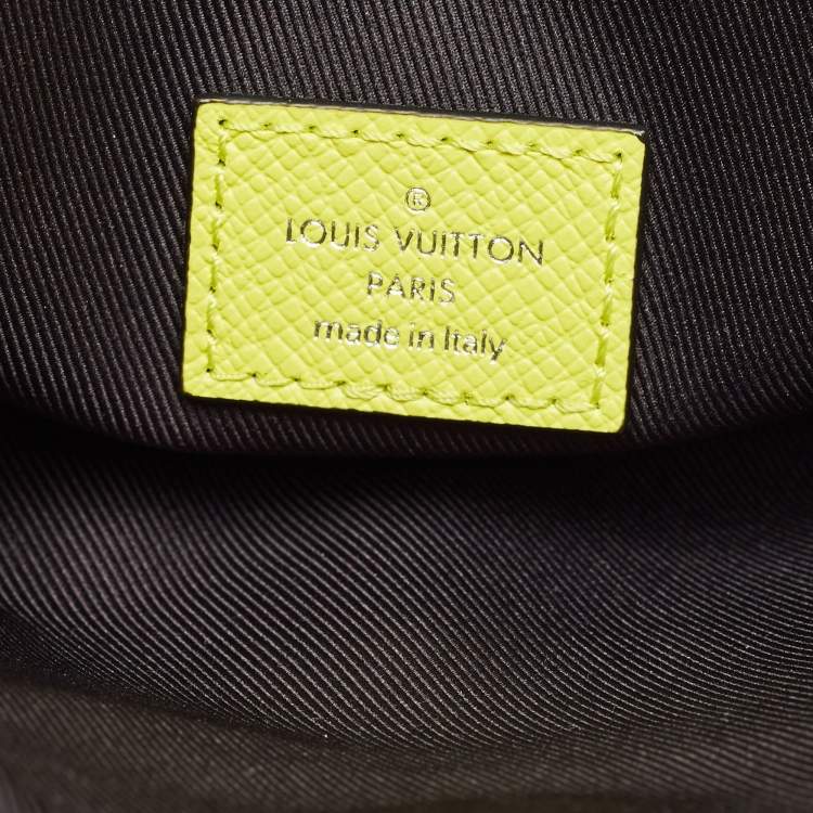 Pre Owned Louis Vuitton Neon Yellow Taiga Leather Monogram Canvas Outdoor Messenger Bag