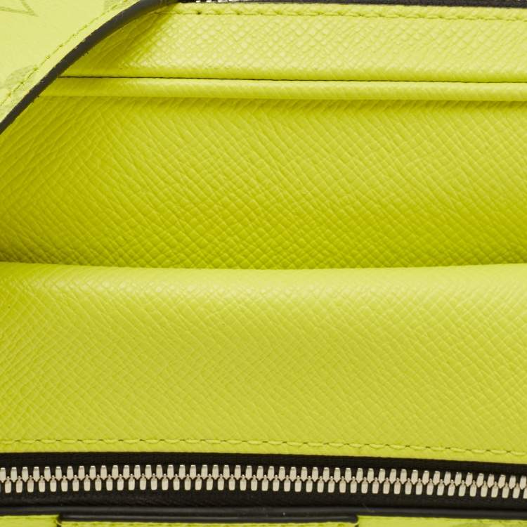 Pre Owned Louis Vuitton Neon Yellow Taiga Leather Monogram Canvas Outdoor Messenger Bag