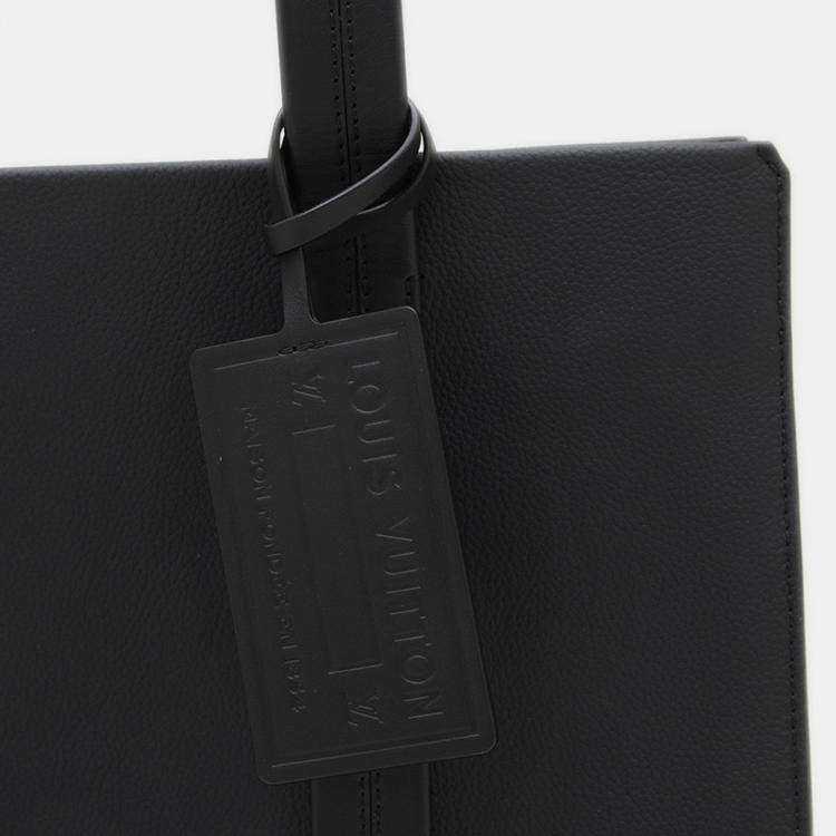 Pre Owned Louis Vuitton Take Off Aerogram Black Leather Tote Bag