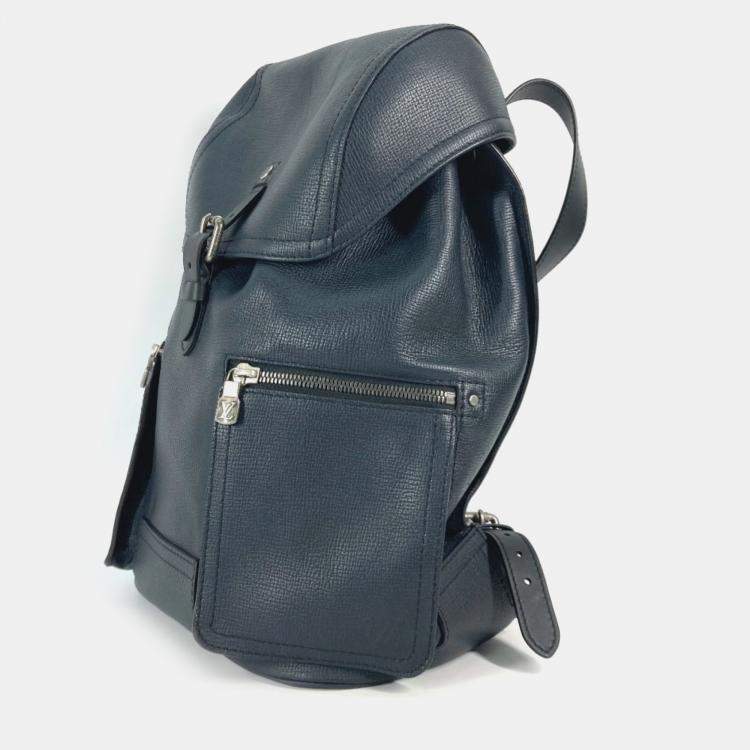 مملوكة مسبقًا Louis Vuitton Utah Canyon Blue Marine Navy Leather Backpack