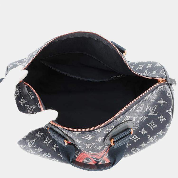 Pre Owned Louis Vuitton Speedy Bandouliere Navy Monogram Ink Size 40