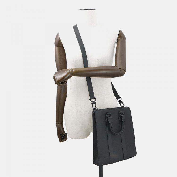 Pre Owned Louis Vuitton Sac Plat Noir Monogram Taurillon