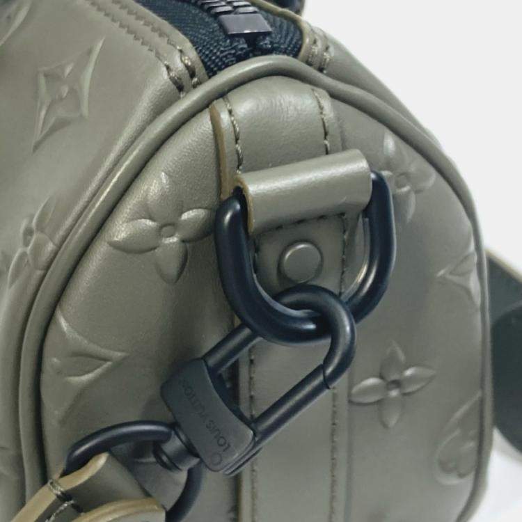 Pre Owned Louis Vuitton M57961 Khaki Monogram Leather Seal Keepall XS 2 Way Handbag 
