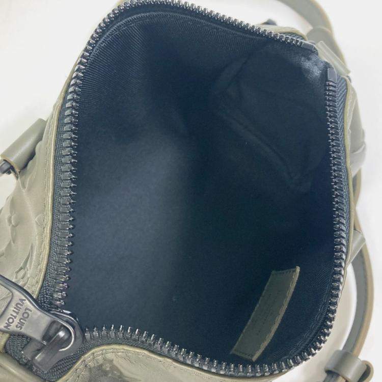 Pre Owned Louis Vuitton M57961 Khaki Monogram Leather Seal Keepall XS 2 Way Handbag 