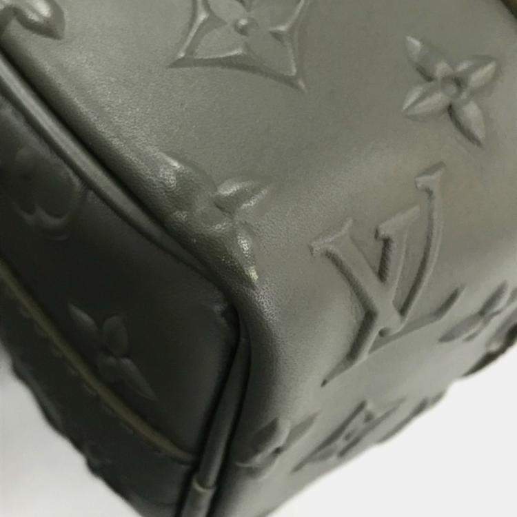 Pre Owned Louis Vuitton M57961 Khaki Monogram Leather Seal Keepall XS 2 Way Handbag 