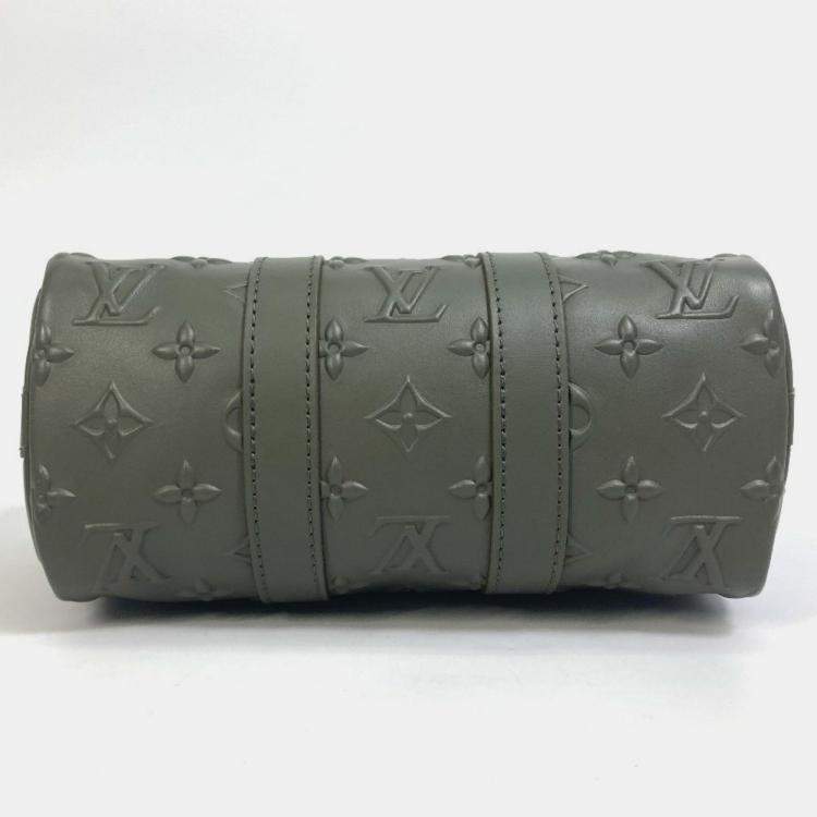 Pre Owned Louis Vuitton M57961 Khaki Monogram Leather Seal Keepall XS 2 Way Handbag 