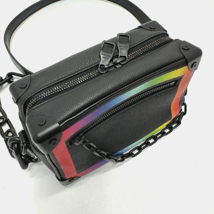 Pre Owned Louis Vuitton M30351 Taiga Mini Soft Trunk Shoulder Bag In Leather Black