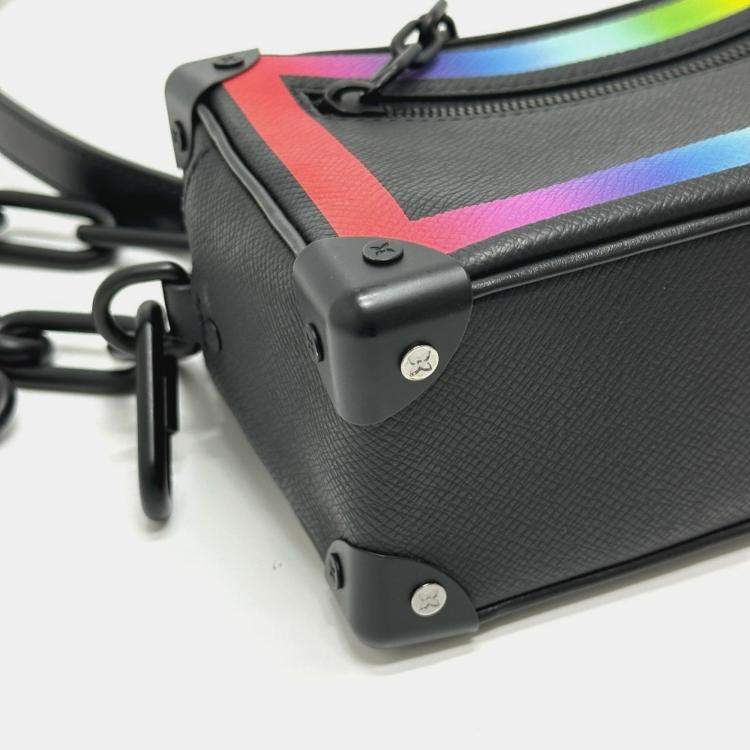 Pre Owned Louis Vuitton M30351 Taiga Mini Soft Trunk Shoulder Bag In Leather Black