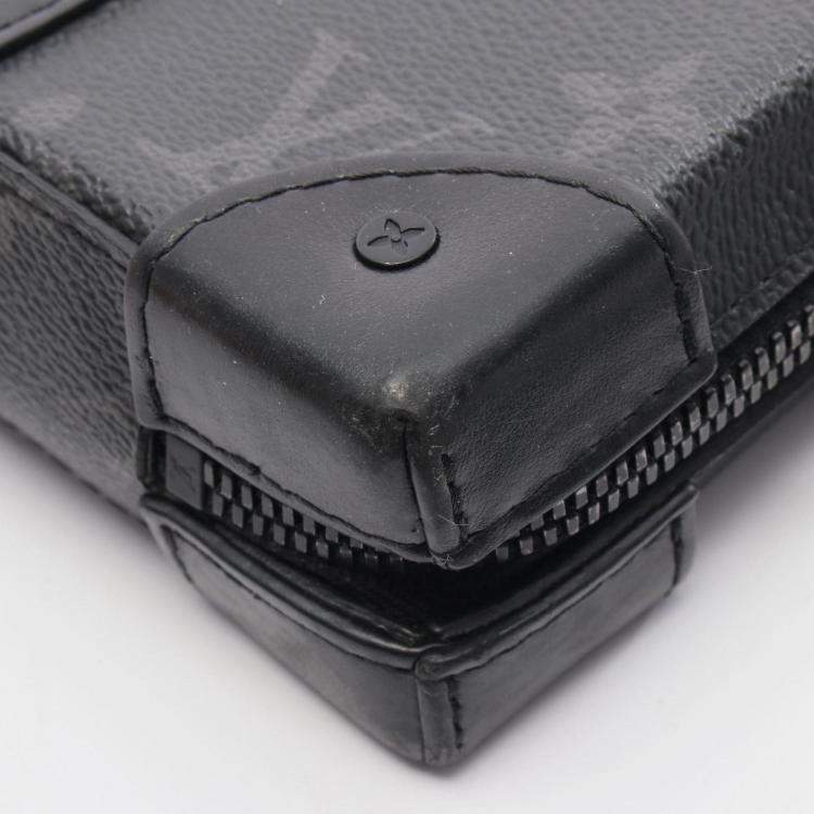 Pre Owned Louis Vuitton Soft Trunk Wallet Shoulder Bag In Coated Canvas And Leather Monogram Eclipse Black