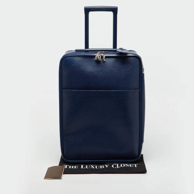 Pre Owned Louis Vuitton Indigo Epi Leather Pegase 55 Trolley Luggage