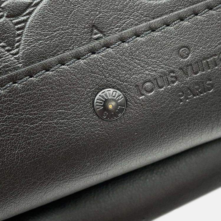 Pre Owned Louis Vuitton Racer Black Monogram Shadow Calfskin Leather Sling Bag