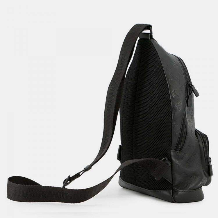 Pre Owned Louis Vuitton Racer Black Monogram Shadow Calfskin Leather Sling Bag