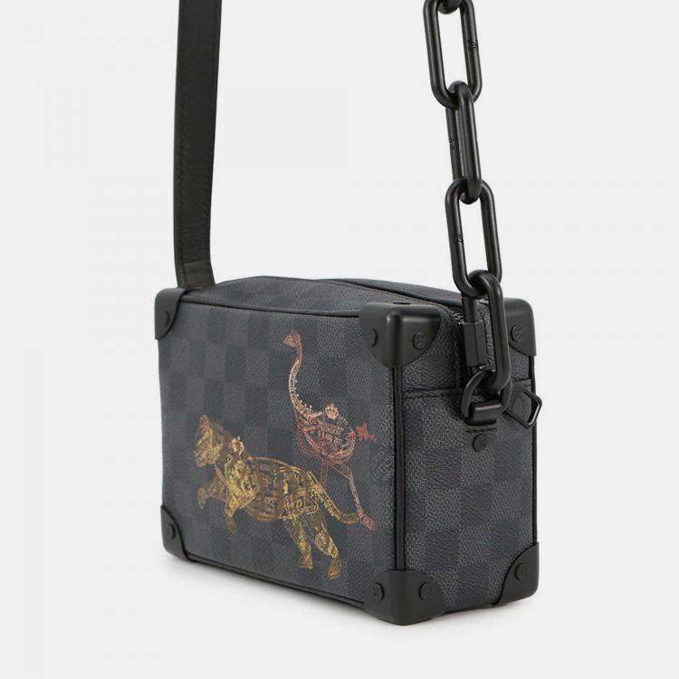 Pre Owned Louis Vuitton Soft Trunk Mini Black Damier Graphite Canvas Crossbody Bag
