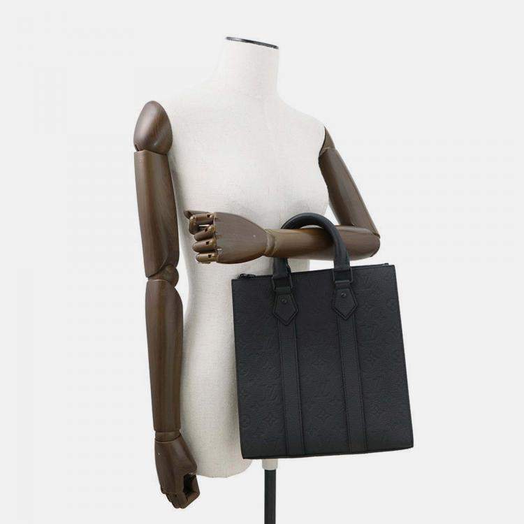 Pre Owned Louis Vuitton Sac Plat Black Taurillon Monogram Leather Tote Bag