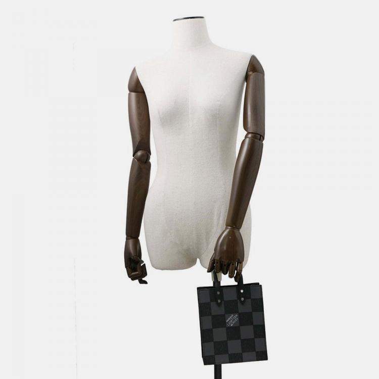 Pre Owned Louis Vuitton Sac Plat Mini Black Damier Graphite Canvas Tote Bag