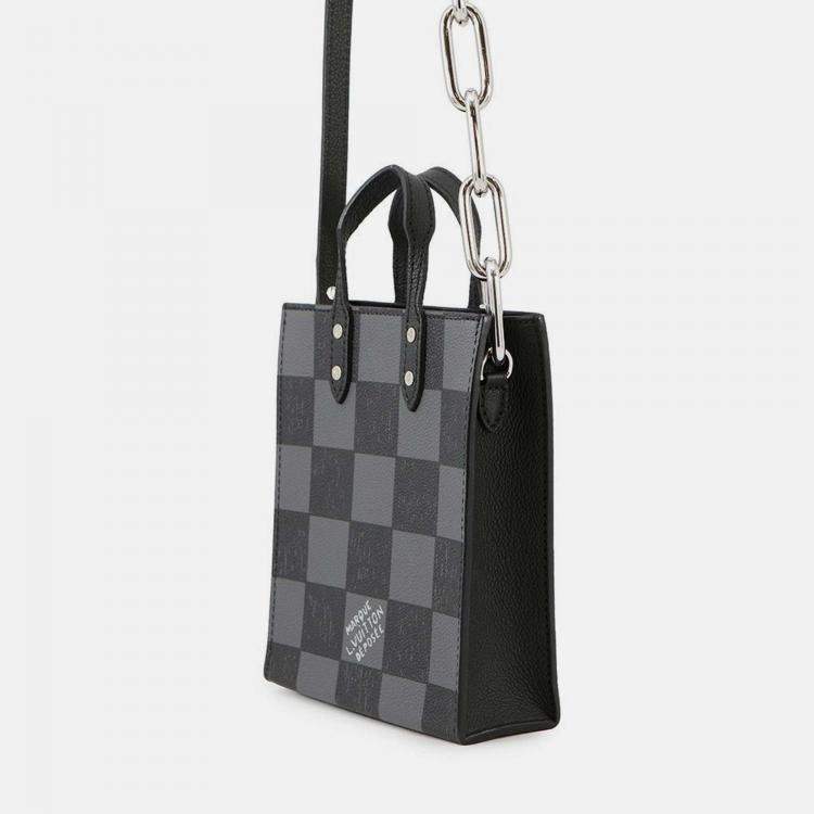 Pre Owned Louis Vuitton Sac Plat Mini Black Damier Graphite Canvas Tote Bag