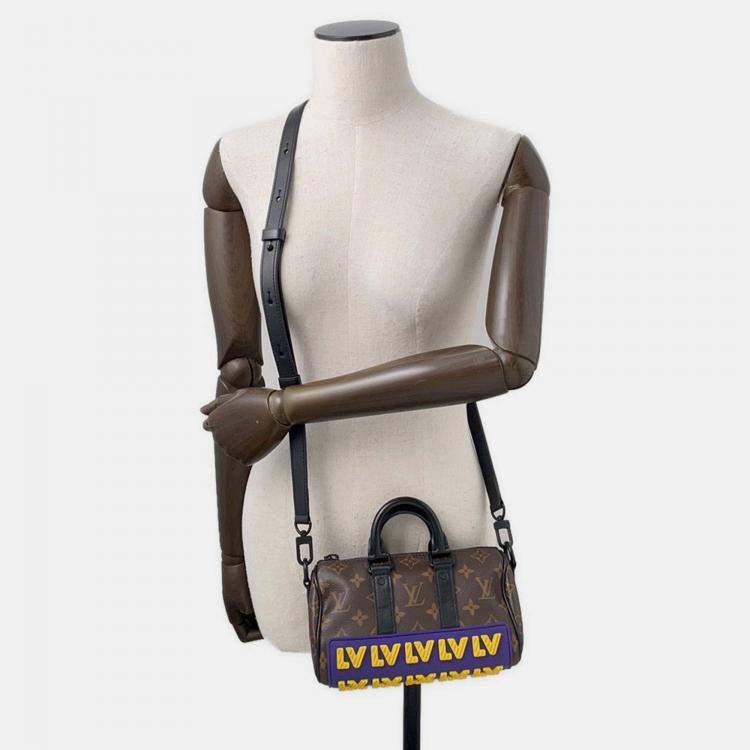 Pre Owned Louis Vuitton Keepall XS Black Monogram Rubber Duffel Bag