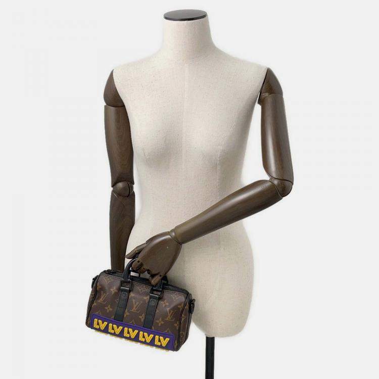 Pre Owned Louis Vuitton Keepall XS Black Monogram Rubber Duffel Bag