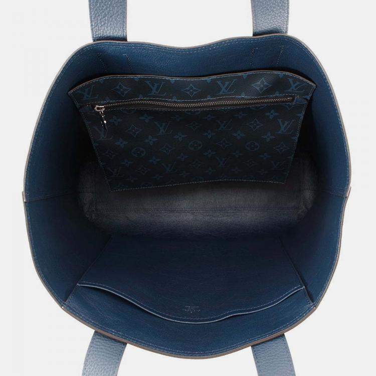 Pre Owned Louis Vuitton Cabas Voyage Navy Taurillon Leather Tote Bag