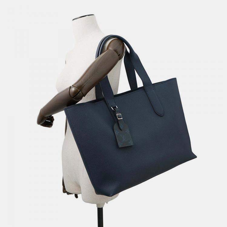 Pre Owned Louis Vuitton Cabas Voyage Navy Taurillon Leather Tote Bag
