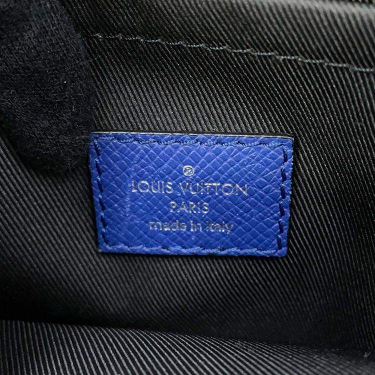 Pre Owned Louis Vuitton Outdoor Messenger Taigarama PM Cobalt Taiga Leather Monogram Canvas Messenger Bag