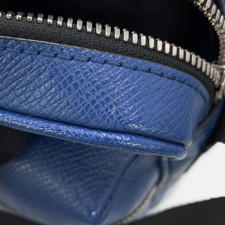 Pre Owned Louis Vuitton Outdoor Messenger Taigarama PM Cobalt Taiga Leather Monogram Canvas Messenger Bag