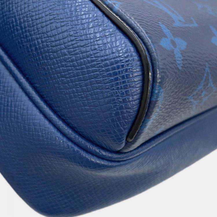 Pre Owned Louis Vuitton Outdoor Messenger Taigarama PM Cobalt Taiga Leather Monogram Canvas Messenger Bag