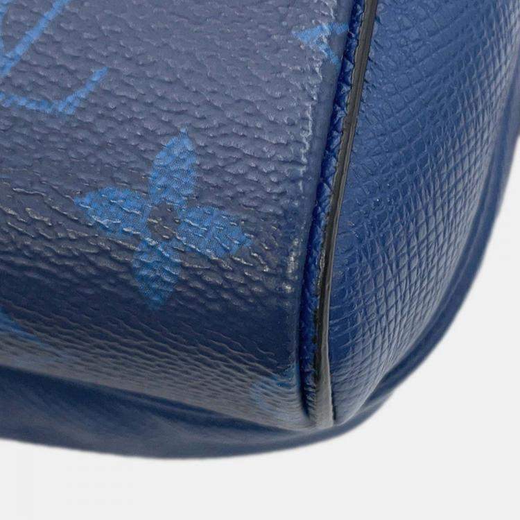 Pre Owned Louis Vuitton Outdoor Messenger Taigarama PM Cobalt Taiga Leather Monogram Canvas Messenger Bag