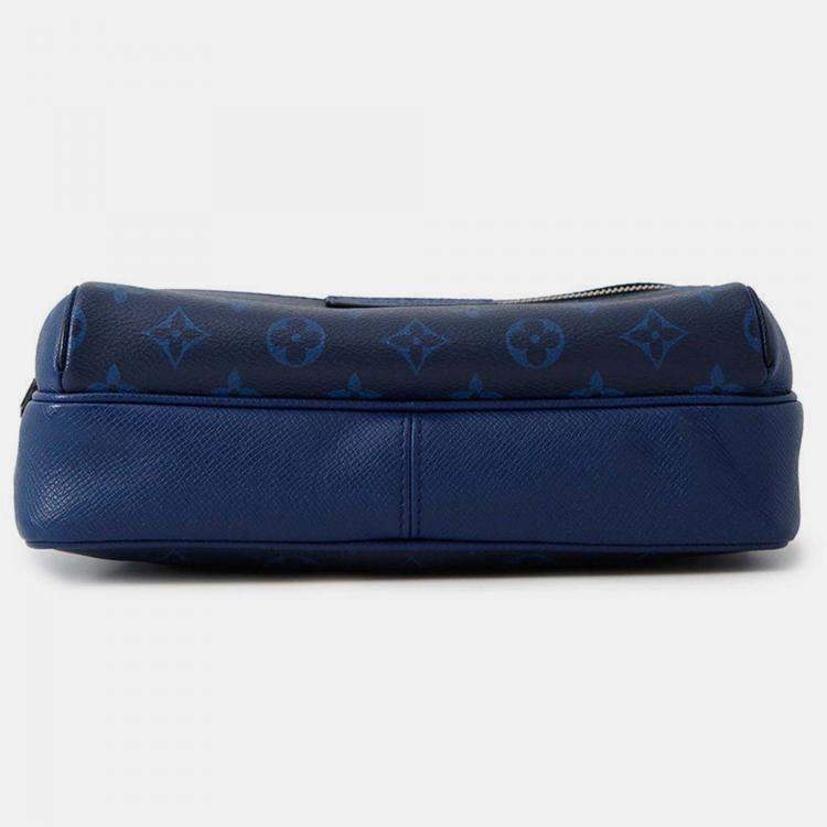 Pre Owned Louis Vuitton Outdoor Messenger Taigarama PM Cobalt Taiga Leather Monogram Canvas Messenger Bag