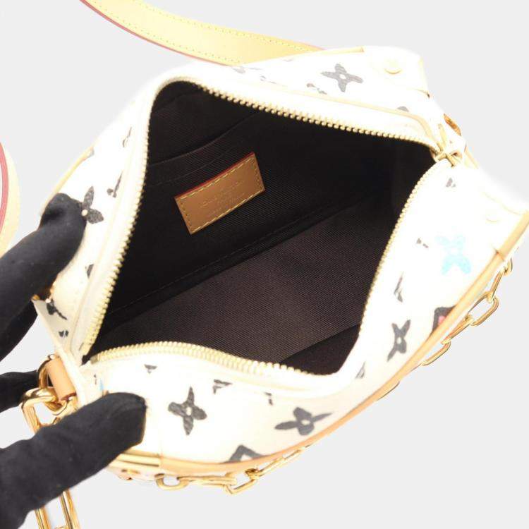 Pre Owned Louis Vuitton Soft Trunk Monogram Craggy Mini Ivory Brown Monogram Coated Canvas Leather Shoulder Bag