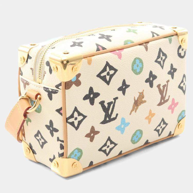 Pre Owned Louis Vuitton Soft Trunk Monogram Craggy Mini Ivory Brown Monogram Coated Canvas Leather Shoulder Bag