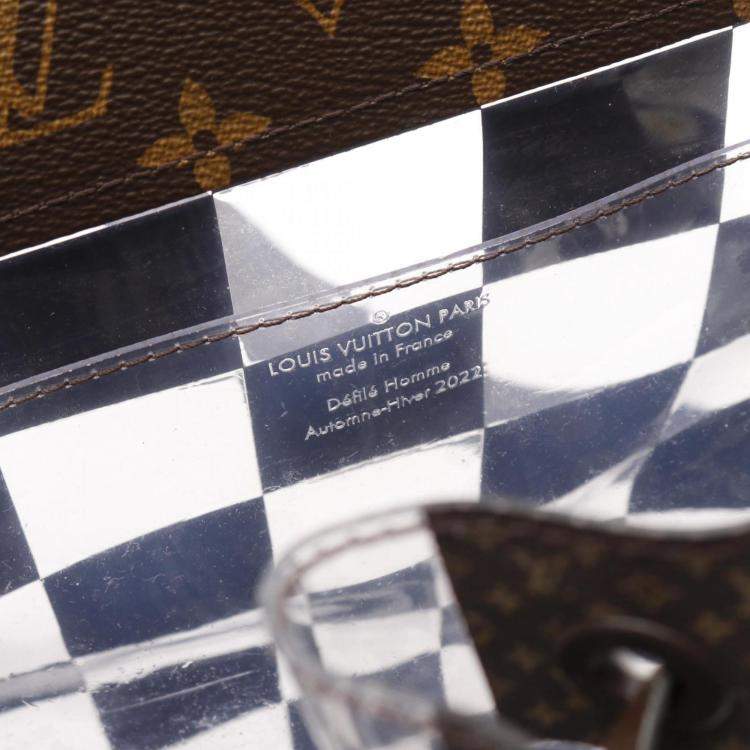 مملوكة مسبقًا حقيبة ظهر لوي فيتون كريستوفر كانفاس مطلي مونوغرام شطرنج بني وشفاف