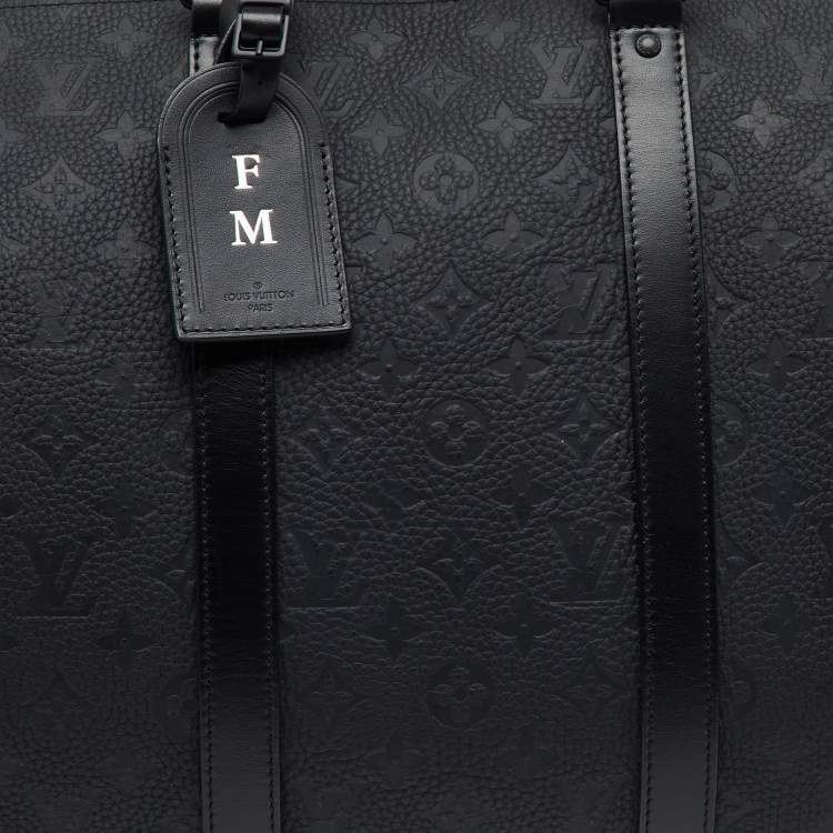 Pre Owned Louis Vuitton Black Taurillon Leather Keepall Bandoulière 50 Bag