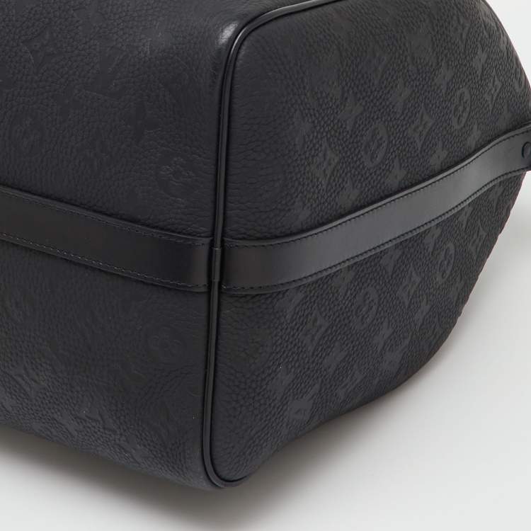 Pre Owned Louis Vuitton Black Taurillon Leather Keepall Bandoulière 50 Bag