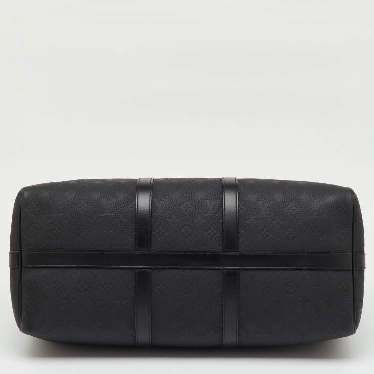 Pre Owned Louis Vuitton Black Taurillon Leather Keepall Bandoulière 50 Bag