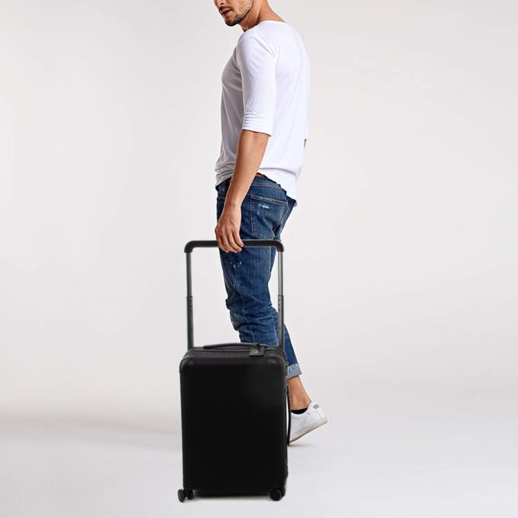 Pre Owned Louis Vuitton Black Taurillon Leather Horizon 55 Rolling Luggage