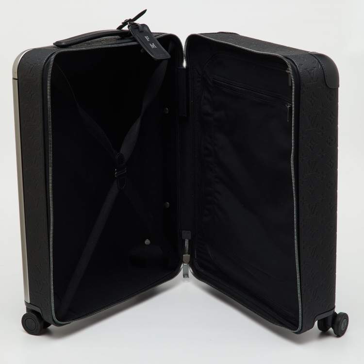 Pre Owned Louis Vuitton Black Taurillon Leather Horizon 55 Rolling Luggage