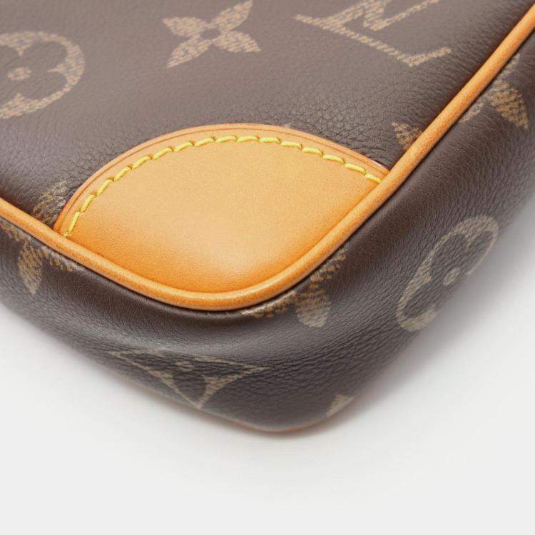 Pre Owned Louis Vuitton Danube Monogram Brown Coated Canvas Leather Crossbody Bag