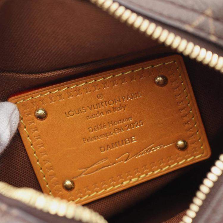 Pre Owned Louis Vuitton Danube Monogram Brown Coated Canvas Leather Crossbody Bag