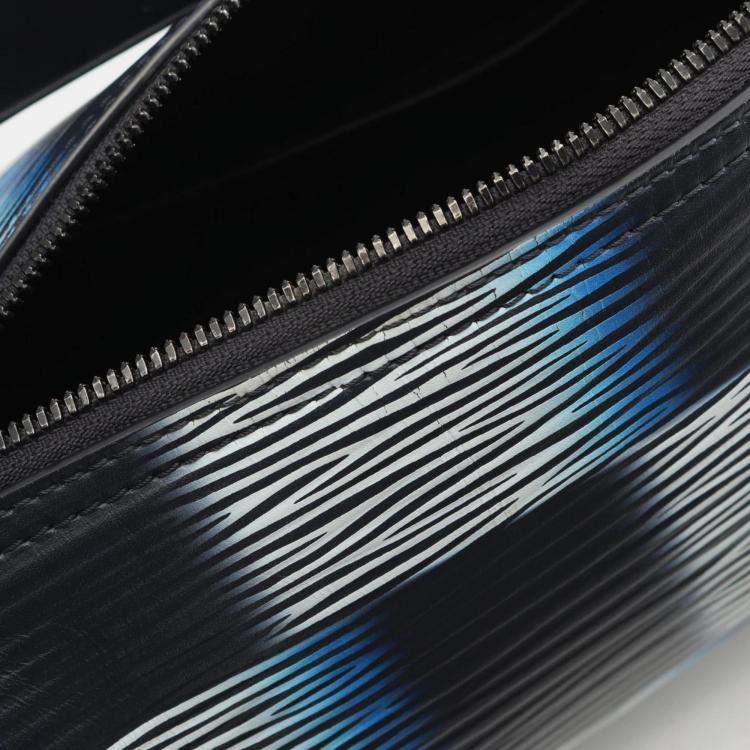 Pre Owned Louis Vuitton Soft Polochon PM Blue Black Damier Rush Leather Duffel Bag