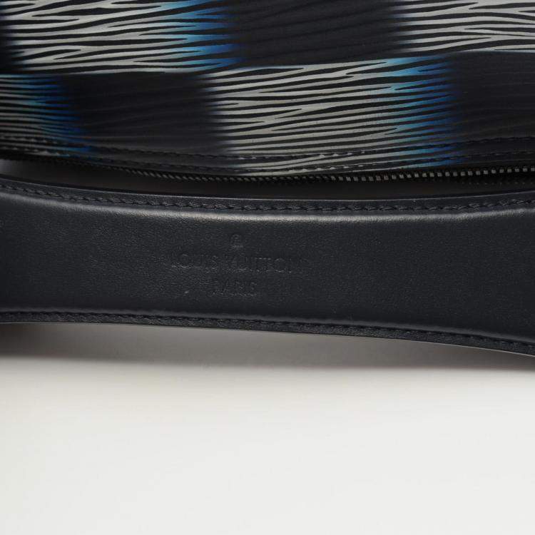 Pre Owned Louis Vuitton Soft Polochon PM Blue Black Damier Rush Leather Duffel Bag