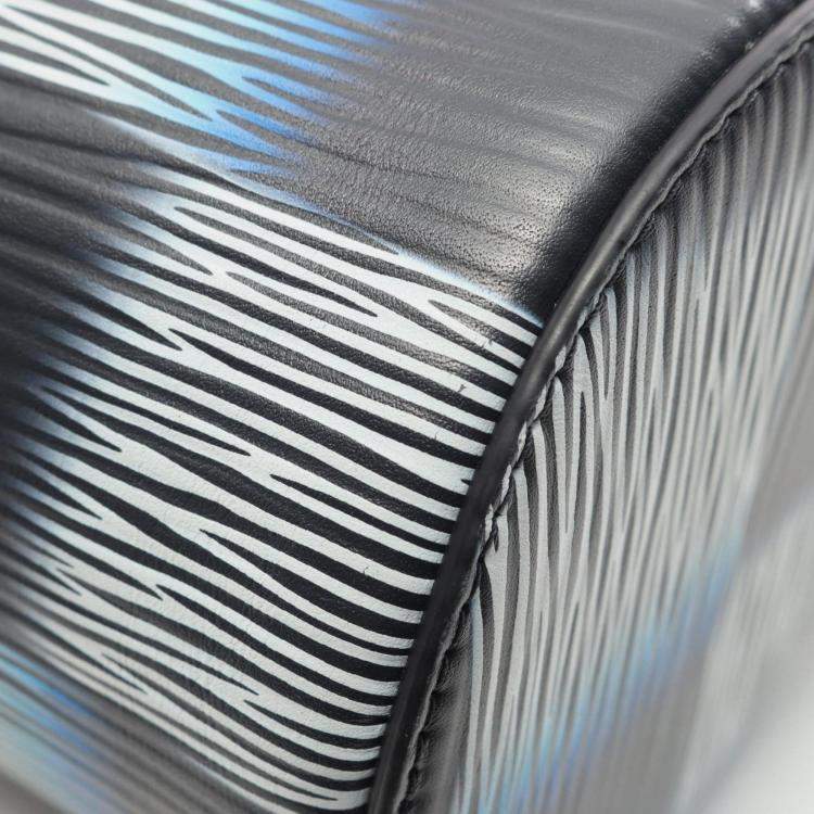 Pre Owned Louis Vuitton Soft Polochon PM Blue Black Damier Rush Leather Duffel Bag