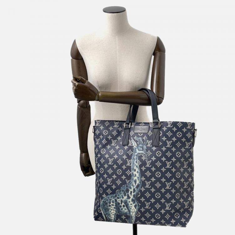 Pre Owned Louis Vuitton Monogram Savannah Chapman Brothers Navy Monogram Canvas Tote Bag