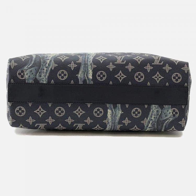 Pre Owned Louis Vuitton Monogram Savannah Chapman Brothers Navy Monogram Canvas Tote Bag