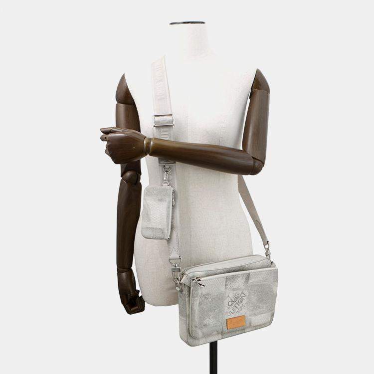 Pre Owned Louis Vuitton Trio Messenger Gray Damier Salt